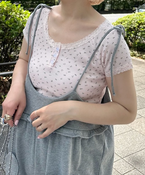 Alley Tokyo（アリートーキョー）の「小花ワッフルレースT（Tシャツ/カットソー・レディース・ピンク/オフホワイト/ベージュ・F）」の12枚目の写真