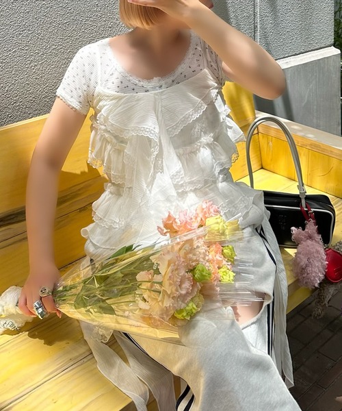 Alley Tokyo（アリートーキョー）の「小花ワッフルレースT（Tシャツ/カットソー・レディース・ピンク/オフホワイト/ベージュ・F）」の18枚目の写真