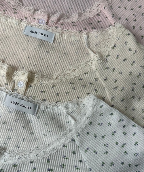 Alley Tokyo（アリートーキョー）の「小花ワッフルレースT（Tシャツ/カットソー・レディース・ピンク/オフホワイト/ベージュ・F）」の17枚目の写真