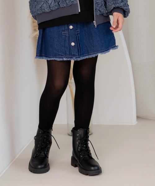 MAKE YOUR DAY(メイクユアデイ)の「フロントボタンデニムスカート■150.160cm(デニムスカート・キッズ・ブラック/ブルー・160/150)」の1枚目の写真