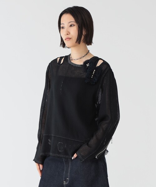 maturely / メッシュ トップ ロングスリーブ（Tシャツ