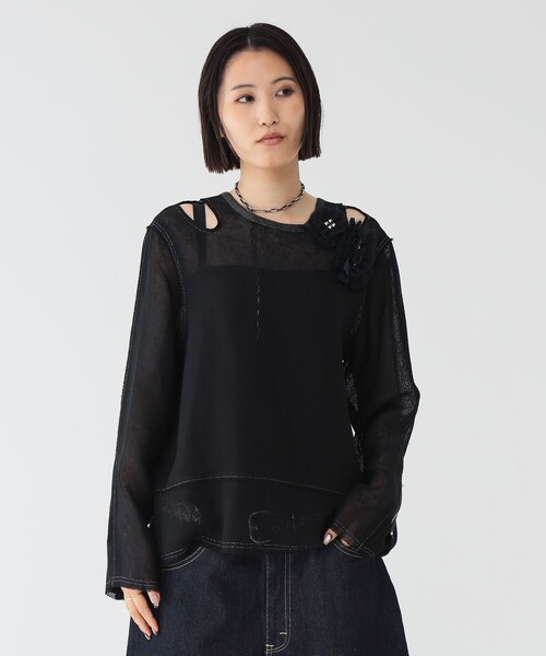 maturely / メッシュ トップ ロングスリーブ（Tシャツ