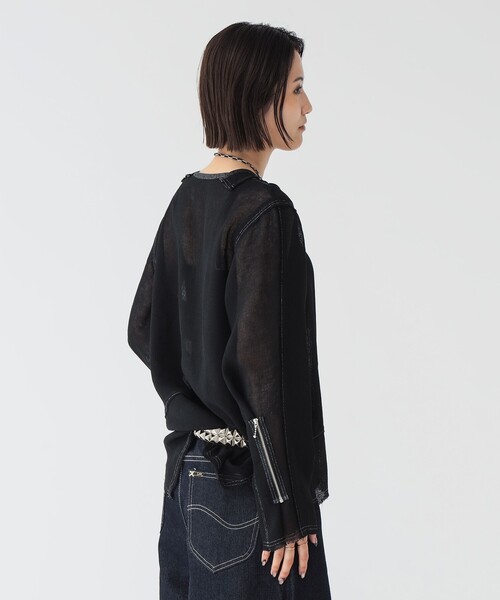 maturely（マチュアリー）の「【1/15再値下げ】maturely / メッシュ トップ ロングスリーブ（Tシャツ/カットソー・レディース・ブラック/アイボリー・ONE SIZE）」の4枚目の写真
