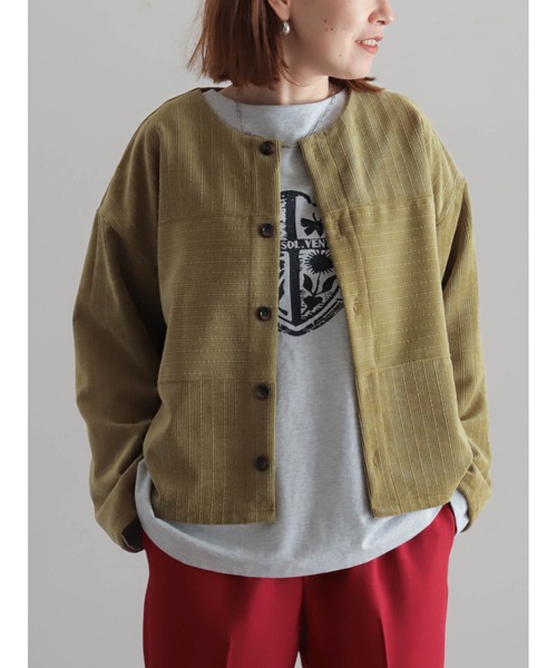 FIL DE FER（フィルデフェール）の「ベロアランダムリブ　ショートカーデ（カーディガン/ボレロ・レディース・ブルー/ライトグリーン・FREE）」の2枚目の写真