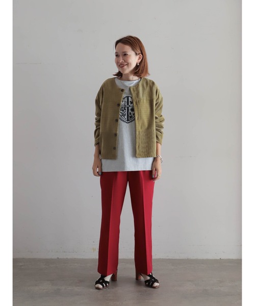 FIL DE FER（フィルデフェール）の「ベロアランダムリブ　ショートカーデ（カーディガン/ボレロ・レディース・ブルー/ライトグリーン・FREE）」の9枚目の写真