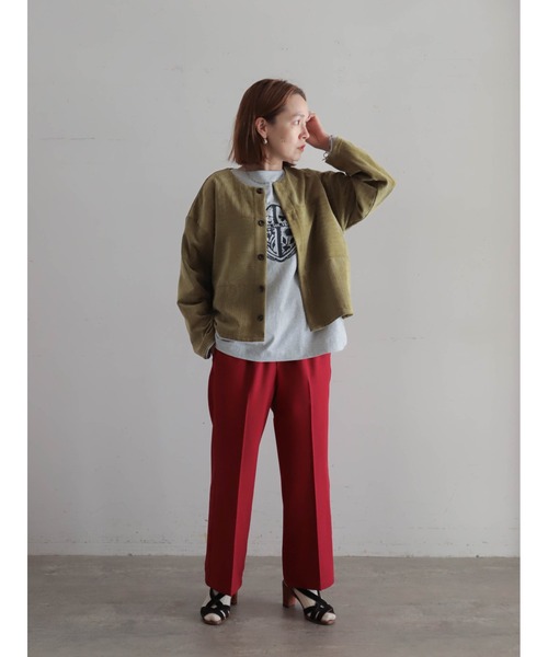 FIL DE FER（フィルデフェール）の「ベロアランダムリブ　ショートカーデ（カーディガン/ボレロ・レディース・ブルー/ライトグリーン・FREE）」の12枚目の写真