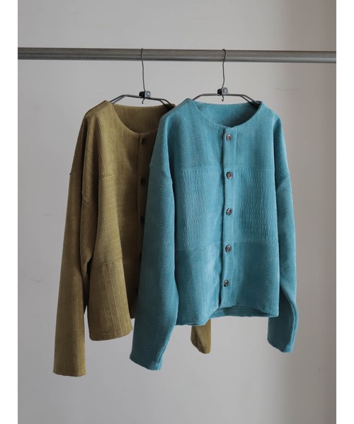 FIL DE FER（フィルデフェール）の「ベロアランダムリブ　ショートカーデ（カーディガン/ボレロ・レディース・ブルー/ライトグリーン・FREE）」の16枚目の写真