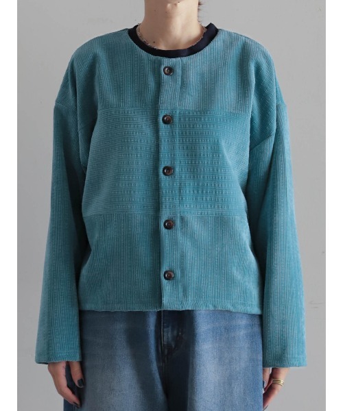 FIL DE FER（フィルデフェール）の「ベロアランダムリブ　ショートカーデ（カーディガン/ボレロ・レディース・ブルー/ライトグリーン・FREE）」の13枚目の写真