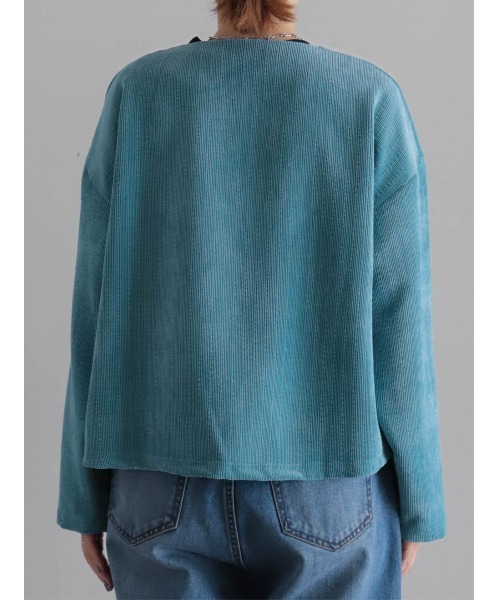 FIL DE FER（フィルデフェール）の「ベロアランダムリブ　ショートカーデ（カーディガン/ボレロ・レディース・ブルー/ライトグリーン・FREE）」の15枚目の写真