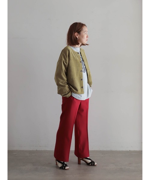 FIL DE FER（フィルデフェール）の「ベロアランダムリブ　ショートカーデ（カーディガン/ボレロ・レディース・ブルー/ライトグリーン・FREE）」の10枚目の写真