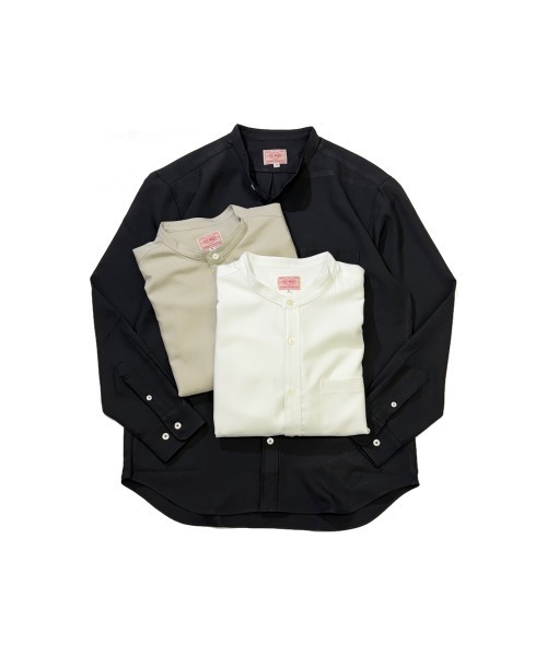 BIG MIKE（ビッグマイク）の「BIG MIKE ビックマイク バンドカラー ドライ リラックス 長袖 シャツ //// 102525342（シャツ/ブラウス・メンズ・ブラック/ホワイト/ベージュ・MEDIUM/X-LARGE/LARGE）」の4枚目の写真