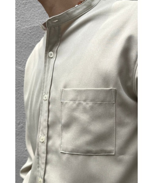 BIG MIKE（ビッグマイク）の「BIG MIKE ビックマイク バンドカラー ドライ リラックス 長袖 シャツ //// 102525342（シャツ/ブラウス・メンズ・ブラック/ホワイト/ベージュ・MEDIUM/X-LARGE/LARGE）」の14枚目の写真