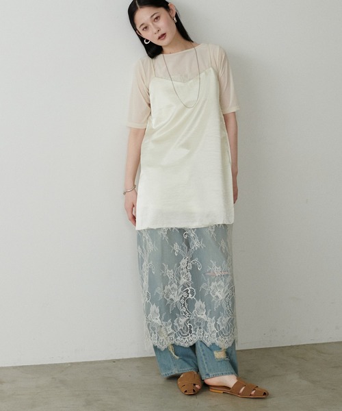 LARUTA（ラルータ）の「【LARUTA】シアーベロア5分袖ドレーププルオーバー（Tシャツ/カットソー・レディース・アイボリー/イエロー/ダークブラウン/ブラック・FREE）」の10枚目の写真