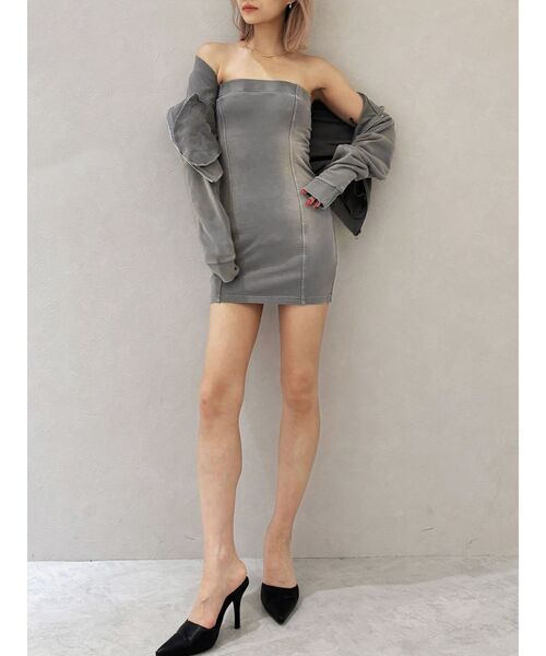 GYDA(ジェイダ)の「【WEB限定】【TINY低身長さん向け】プロセッシングベアワンピース(ワンピース・レディース・グレー/ブラック・FREE)」の11枚目の写真
