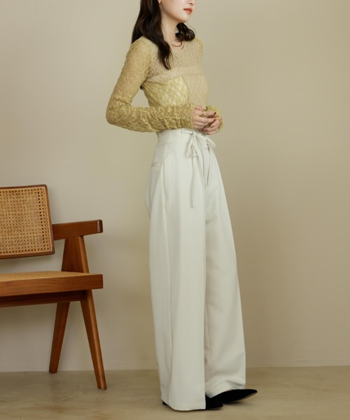 hinari(ヒナリ)の「切り替えレーストップス(Tシャツ/カットソー・レディース・アイボリー/ブラック/グレイッシュベージュ/グリーン・FREE)」の20枚目の写真