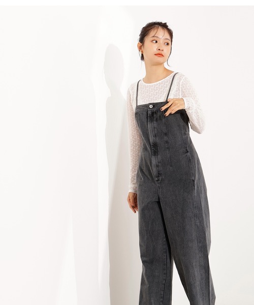 N.（N. Natural Beauty Basic）（エヌエヌナチュラルビューティーベーシック）の「【PS/低身長サイズ】デニムベアサロペット（サロペット/オーバーオール・レディース・ブルー系その他/ブラック・MEDIUM/PS）」の10枚目の写真