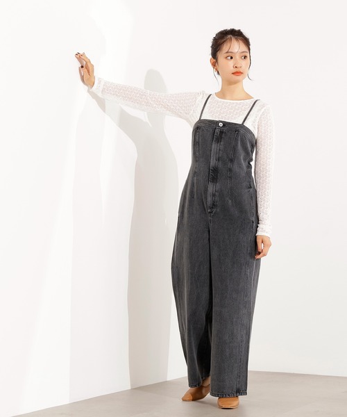 N.（N. Natural Beauty Basic）（エヌエヌナチュラルビューティーベーシック）の「【PS/低身長サイズ】デニムベアサロペット（サロペット/オーバーオール・レディース・ブルー系その他/ブラック・MEDIUM/PS）」の11枚目の写真