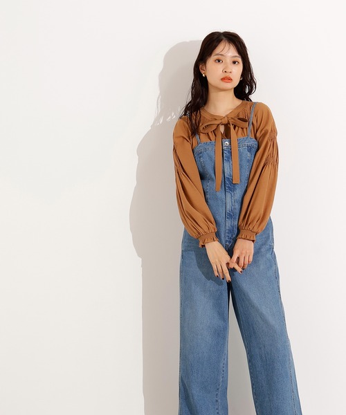 N.（N. Natural Beauty Basic）（エヌエヌナチュラルビューティーベーシック）の「【PS/低身長サイズ】デニムベアサロペット（サロペット/オーバーオール・レディース・ブルー系その他/ブラック・MEDIUM/PS）」の14枚目の写真