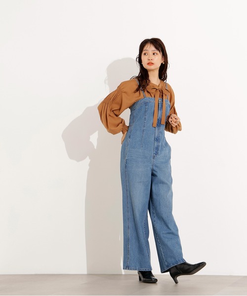 N.（N. Natural Beauty Basic）（エヌエヌナチュラルビューティーベーシック）の「【PS/低身長サイズ】デニムベアサロペット（サロペット/オーバーオール・レディース・ブルー系その他/ブラック・MEDIUM/PS）」の17枚目の写真