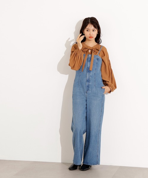 N.（N. Natural Beauty Basic）（エヌエヌナチュラルビューティーベーシック）の「【PS/低身長サイズ】デニムベアサロペット（サロペット/オーバーオール・レディース・ブルー系その他/ブラック・MEDIUM/PS）」の18枚目の写真