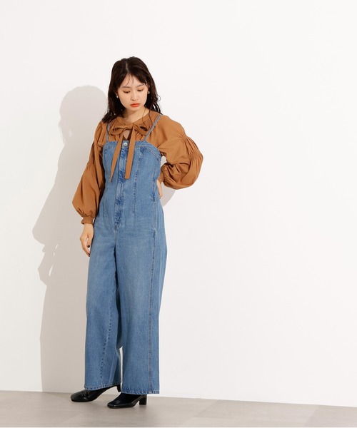 N.（N. Natural Beauty Basic）（エヌエヌナチュラルビューティーベーシック）の「【PS/低身長サイズ】デニムベアサロペット（サロペット/オーバーオール・レディース・ブルー系その他/ブラック・MEDIUM/PS）」の20枚目の写真