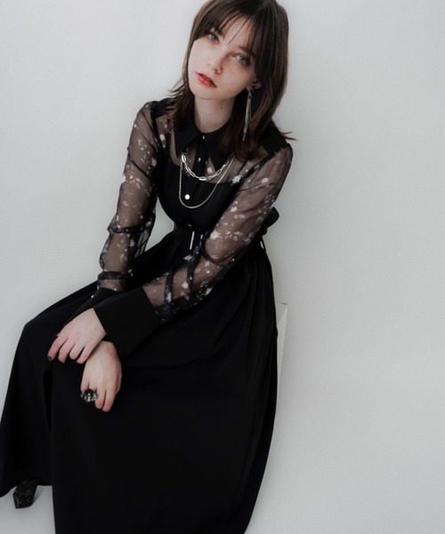 HARE（ハレ）の「ボタニカルシアーガラキリカエワンピース(HARE)（ワンピース・レディース・ブルーグレー/ブラック・FREE）」の2枚目の写真