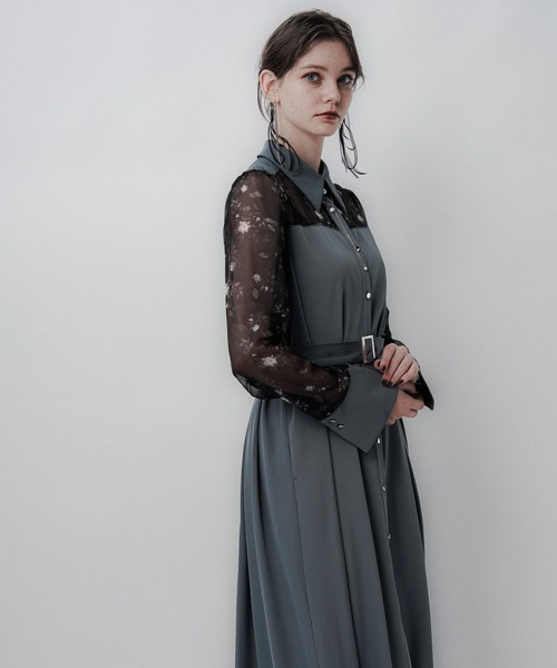 HARE（ハレ）の「ボタニカルシアーガラキリカエワンピース(HARE)（ワンピース・レディース・ブルーグレー/ブラック・FREE）」の13枚目の写真