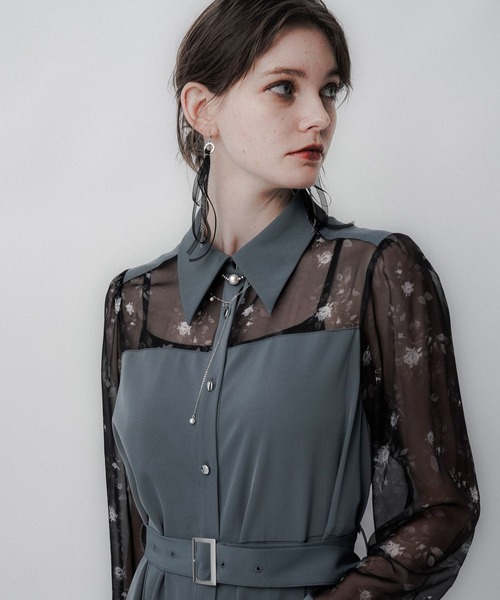 HARE（ハレ）の「ボタニカルシアーガラキリカエワンピース(HARE)（ワンピース・レディース・ブルーグレー/ブラック・FREE）」の14枚目の写真