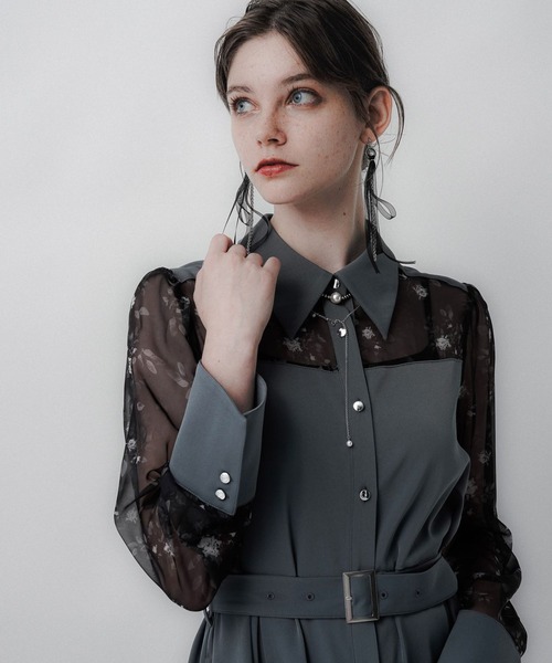 HARE（ハレ）の「ボタニカルシアーガラキリカエワンピース(HARE)（ワンピース・レディース・ブルーグレー/ブラック・FREE）」の15枚目の写真