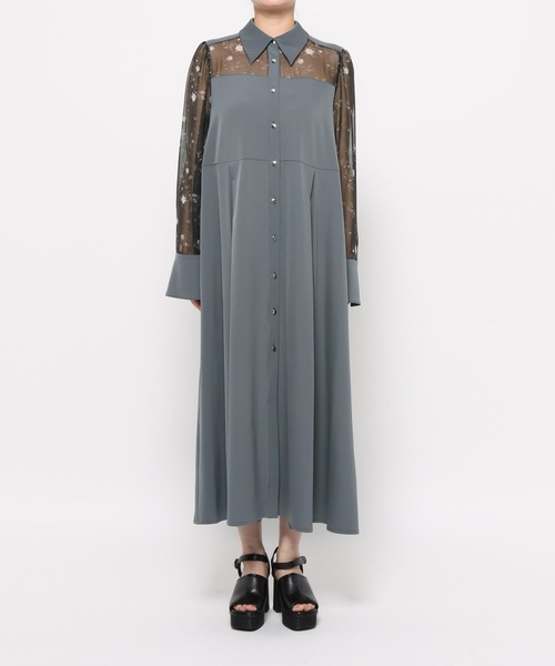 HARE（ハレ）の「ボタニカルシアーガラキリカエワンピース(HARE)（ワンピース・レディース・ブルーグレー/ブラック・FREE）」の6枚目の写真