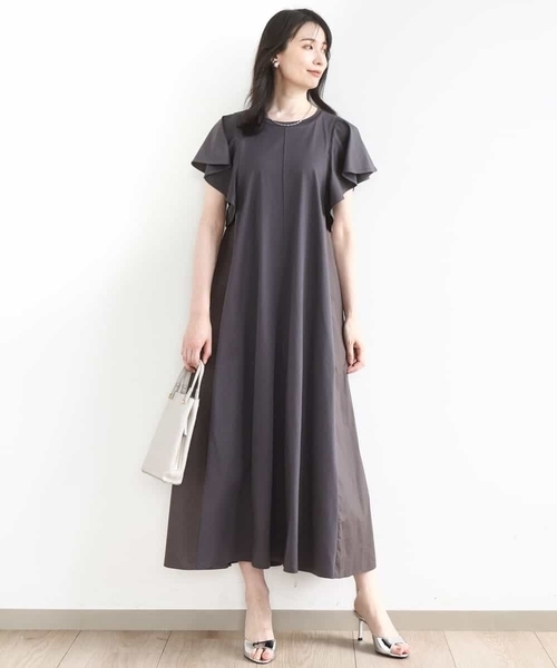 オフオン（OFUON）/ラッフルスリーブコットンワンピース/洗える/WEB限定 ラッフルスリーブコットンワンピース/洗える/WEB限定（ワンピース