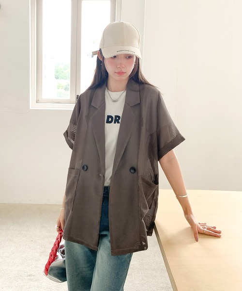 by LEGNA(バイレグナ)の「メッシュ半袖シアージャケット(その他アウター・レディース・ブラック/ブラウン系その他/グレイッシュベージュ・LARGE/MEDIUM)」の15枚目の写真