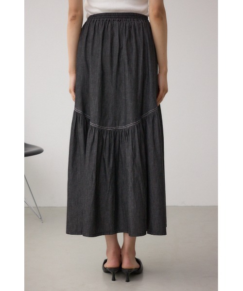 AZUL by moussy(アズールバイマウジー)の「デニムライクギャザーフレアスカート(スカート・レディース・ブラック/ブルー・SMALL/MEDIUM)」の7枚目の写真