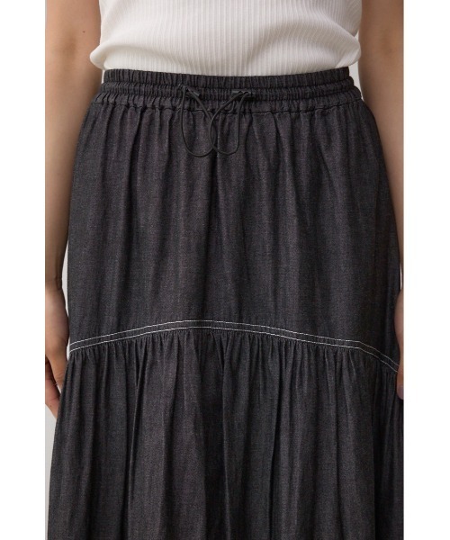 AZUL by moussy(アズールバイマウジー)の「デニムライクギャザーフレアスカート(スカート・レディース・ブラック/ブルー・SMALL/MEDIUM)」の8枚目の写真