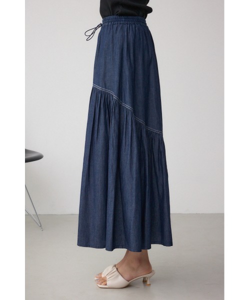 AZUL by moussy(アズールバイマウジー)の「デニムライクギャザーフレアスカート(スカート・レディース・ブラック/ブルー・SMALL/MEDIUM)」の15枚目の写真