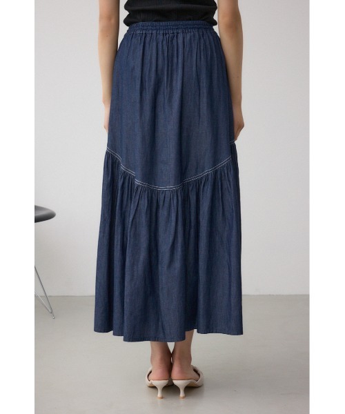AZUL by moussy(アズールバイマウジー)の「デニムライクギャザーフレアスカート(スカート・レディース・ブラック/ブルー・SMALL/MEDIUM)」の16枚目の写真