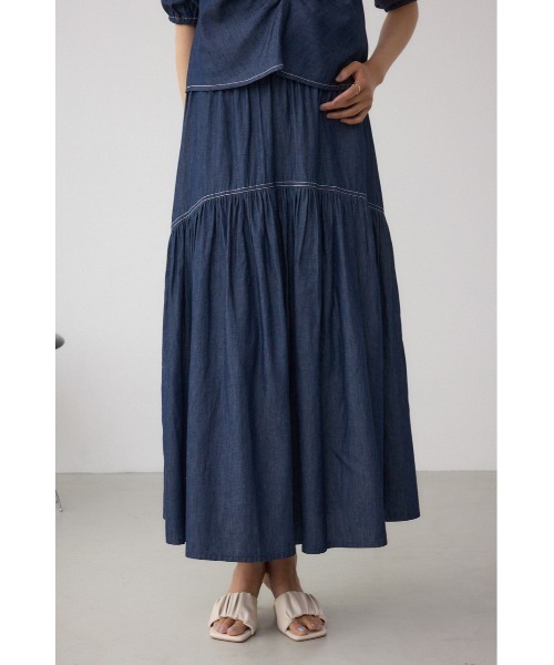 AZUL by moussy(アズールバイマウジー)の「デニムライクギャザーフレアスカート(スカート・レディース・ブラック/ブルー・SMALL/MEDIUM)」の22枚目の写真