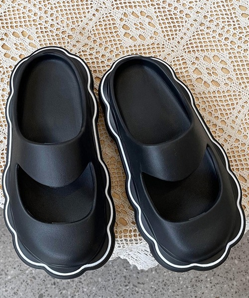 SANSeLF(サンセルフ)の「【SANSeLF】ウェーブソール サボシューズ ボリュームフォーム 厚底 サンダル sas25s004(サンダル・レディース・ブラック/ホワイト/ピンク/ライトグリーン・M/L/S)」の2枚目の写真