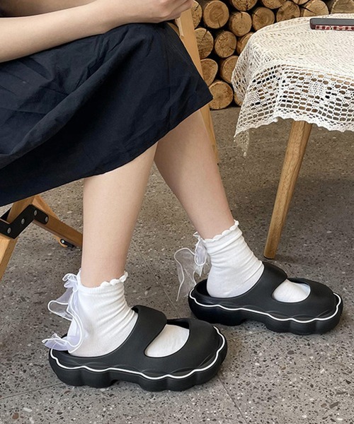 SANSeLF(サンセルフ)の「【SANSeLF】ウェーブソール サボシューズ ボリュームフォーム 厚底 サンダル sas25s004(サンダル・レディース・ブラック/ホワイト/ピンク/ライトグリーン・M/L/S)」の8枚目の写真