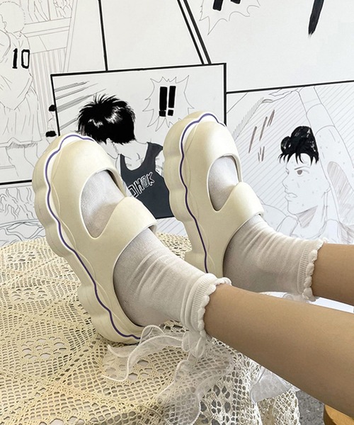 SANSeLF(サンセルフ)の「【SANSeLF】ウェーブソール サボシューズ ボリュームフォーム 厚底 サンダル sas25s004(サンダル・レディース・ブラック/ホワイト/ピンク/ライトグリーン・M/L/S)」の5枚目の写真