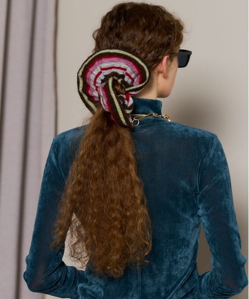 ※しゅり※ MAISONSPECIAL メゾンスペシャル Multi Border Knit Scrunchie/マルチボーダーニットシュシュ