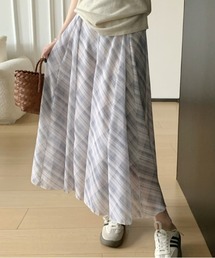 チェック柄Aラインロングスカート