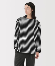 紳士　洗いざらし太番手ボートネック九分袖Ｔシャツ