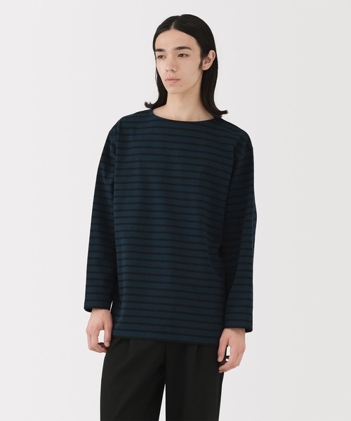 無印良品（ムジルシリョウヒン）の「紳士　洗いざらし太番手ボートネック九分袖Ｔシャツ（Tシャツ/カットソー・メンズ・ホワイト系/ネイビー系/ダークブラウン系/ブラック系・S/M/L/XL）」の4枚目の写真