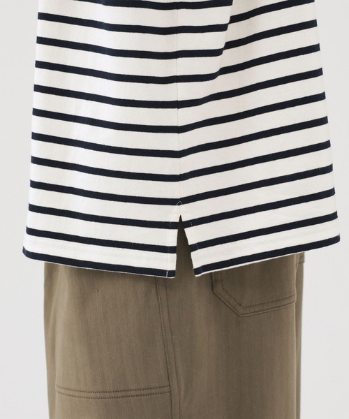 無印良品（ムジルシリョウヒン）の「紳士　洗いざらし太番手ボートネック九分袖Ｔシャツ（Tシャツ/カットソー・メンズ・ホワイト系/ネイビー系/ダークブラウン系/ブラック系・S/M/L/XL）」の5枚目の写真