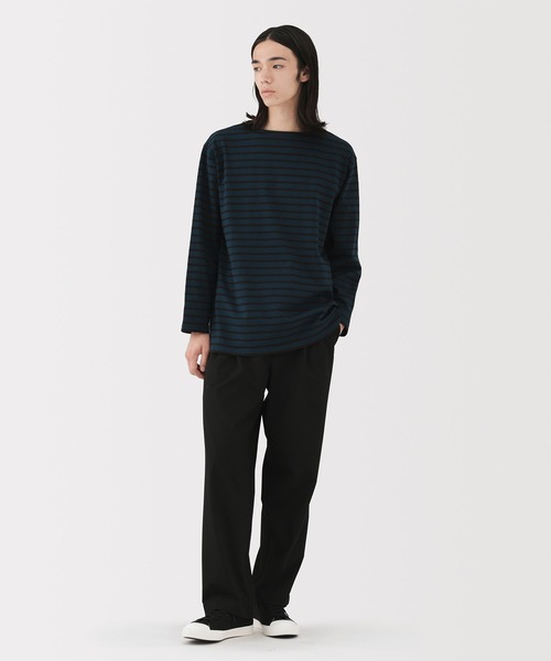 無印良品（ムジルシリョウヒン）の「紳士　洗いざらし太番手ボートネック九分袖Ｔシャツ（Tシャツ/カットソー・メンズ・ホワイト系/ネイビー系/ダークブラウン系/ブラック系・S/M/L/XL）」の20枚目の写真