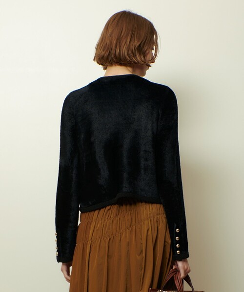 allureville（アルアバイル）の「ベロアニットジャケット（カーディガン/ボレロ・レディース・グレー系その他/ブラック・2）」の7枚目の写真