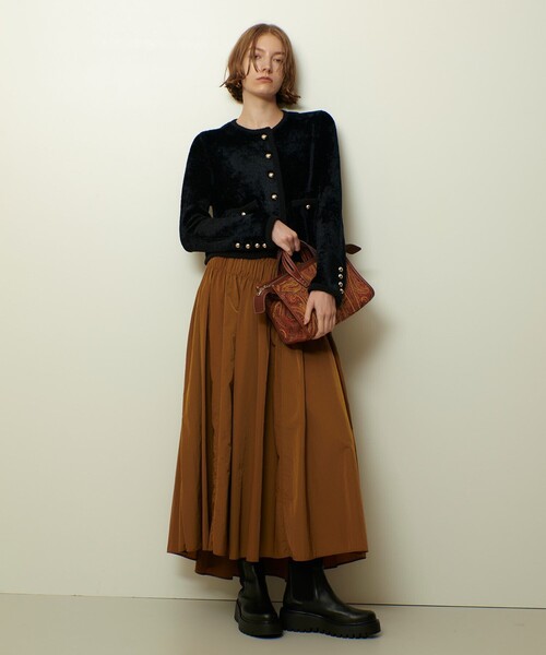 allureville（アルアバイル）の「ベロアニットジャケット（カーディガン/ボレロ・レディース・グレー系その他/ブラック・2）」の8枚目の写真