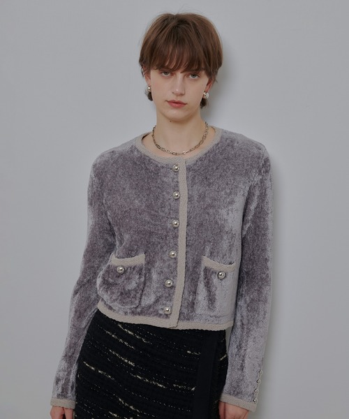 ベロアニットジャケット（カーディガン/ボレロ）｜allureville