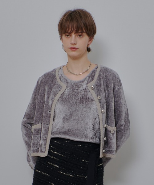 allureville（アルアバイル）の「ベロアニットジャケット（カーディガン/ボレロ・レディース・グレー系その他/ブラック・2）」の21枚目の写真